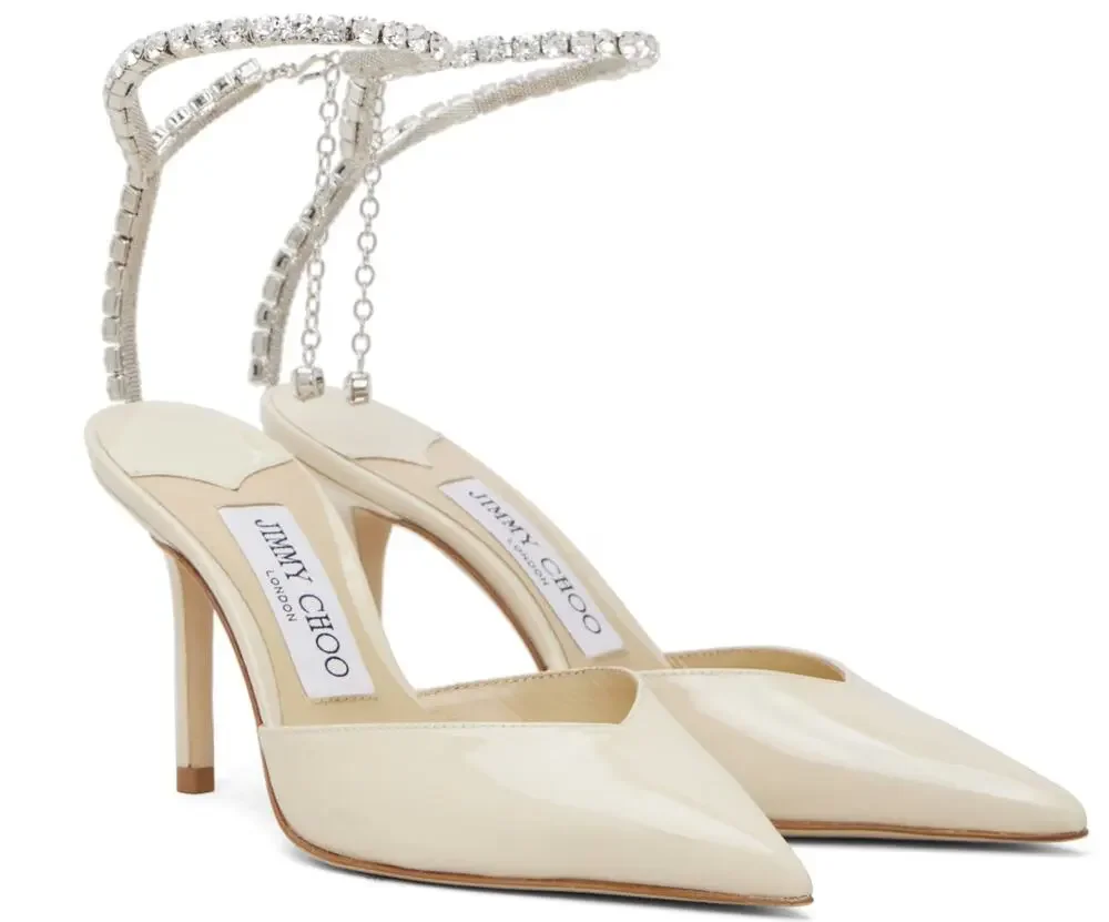 Jimmy Choo Off-White Saeda 85 with Crystal (Size IT 36)